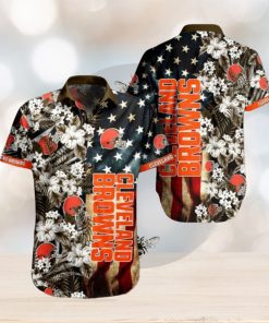 NFL Cleveland Browns Hawaiian Shirt Flag Flower, Best Gift For Men WoMen