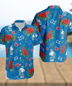 NFL Detroit Lions And Snoopy Girl Cute Rose Love Hawaiian Shirt Valentines Day