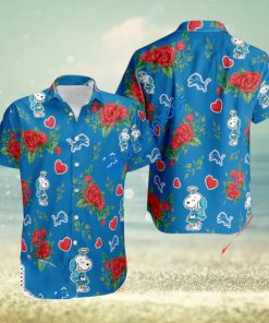 NFL Detroit Lions And Snoopy Girl Cute Rose Love Hawaiian Shirt Valentines Day