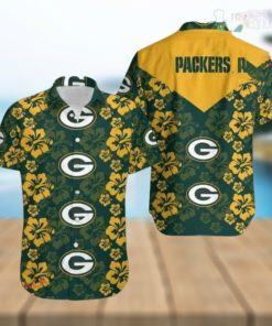 NFL Green Bay Packers Green Yellow Flower Hawaiian Shirt