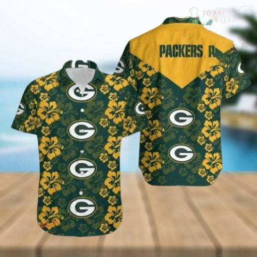 NFL Green Bay Packers Green Yellow Flower Hawaiian Shirt