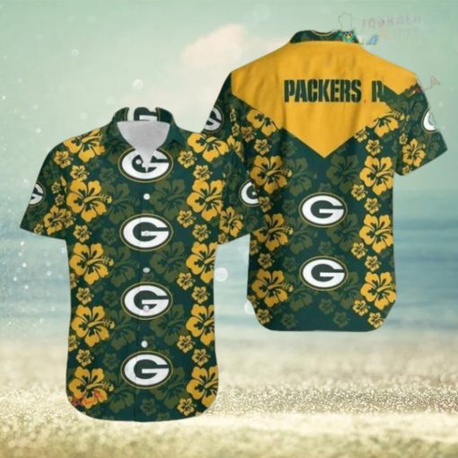 NFL Green Bay Packers Green Yellow Flower Hawaiian Shirt