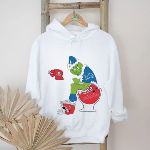NFL Grinch Detroit Lions Sitting On Toilet Tampa Bay Buccaneers Shirt