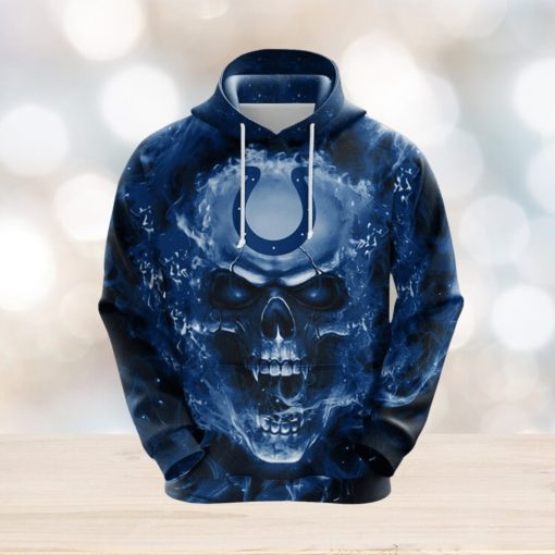 NFL Indianapolis Colts Skull Funny Blue 3D Hoodie Zip Hoodie For Men And Women Sport Gift