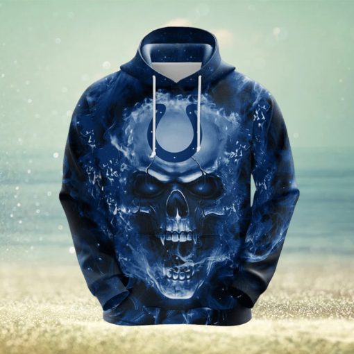 NFL Indianapolis Colts Skull Funny Blue 3D Hoodie Zip Hoodie For Men And Women Sport Gift