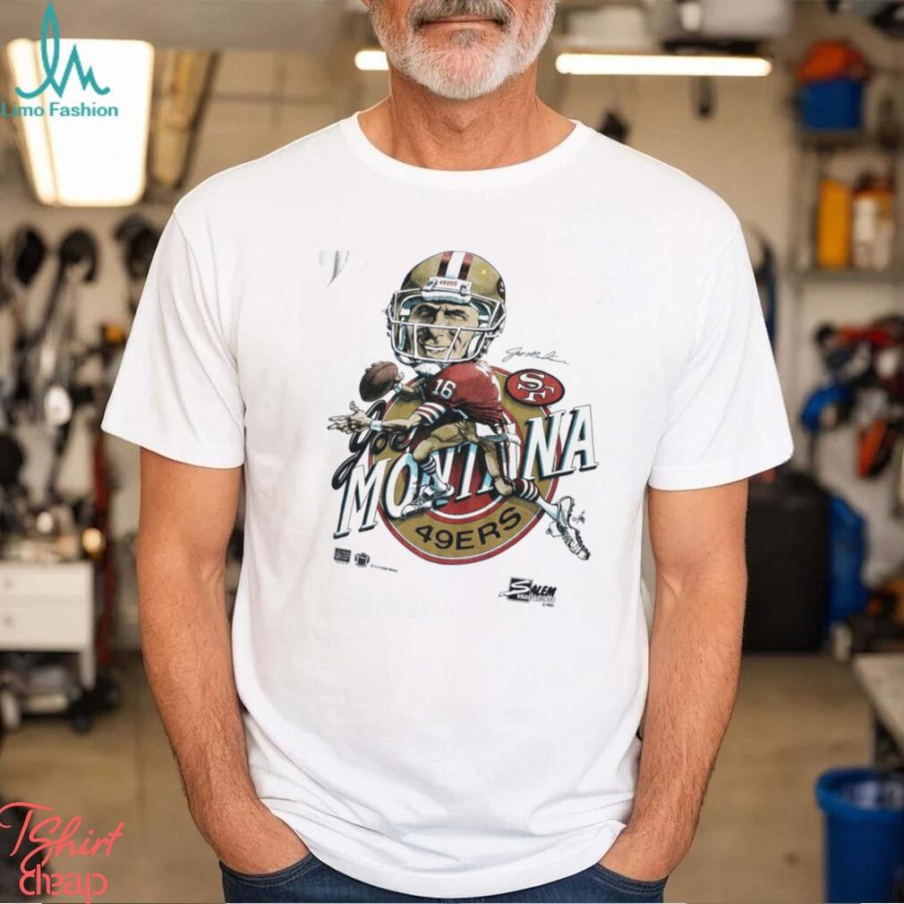 NFL JOE MONTANA SALEM SPORTSWEAR NFL 49ERS CARICATURE shirt NFL JOE MONTANA SALEM SPORTSWEAR NFL 49ERS CARICATURE shirt