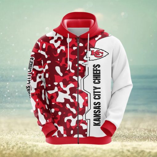 NFL Kansas City Chiefs Camouflage Red 3D Hoodie Zip Hoodie For Men And Women Sport Gift