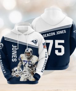 NFL Los Angeles Rams Deacon Jones Blue White Pullover Hoodie