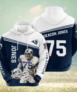 NFL Los Angeles Rams Deacon Jones Blue White Pullover Hoodie