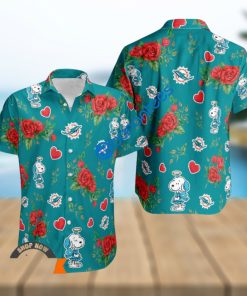 NFL Miami Dolphins And Snoopy Girl Cute Rose Love 3D Hawaiian Shirt Gift Valentines