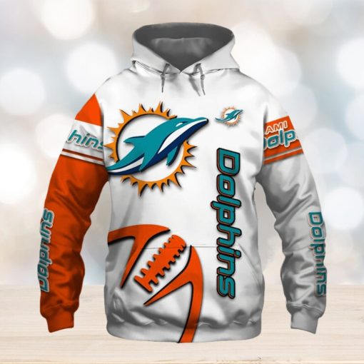 NFL Miami Dolphins White Orange Pullover Hoodie