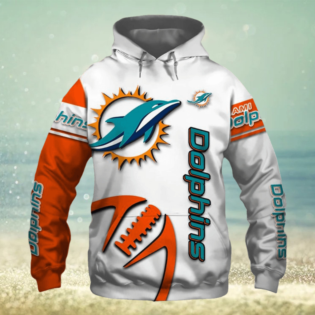 NFL Miami Dolphins White Orange Pullover Hoodie - Limotees