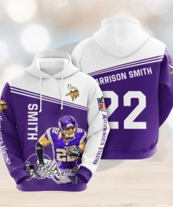 NFL Minnesota Vikings Harrison Smith Purple White Pullover Hoodie