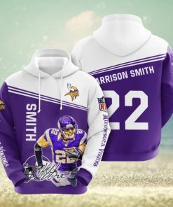 NFL Minnesota Vikings Harrison Smith Purple White Pullover Hoodie