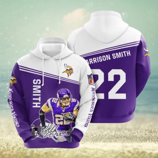 NFL Minnesota Vikings Harrison Smith Purple White Pullover Hoodie