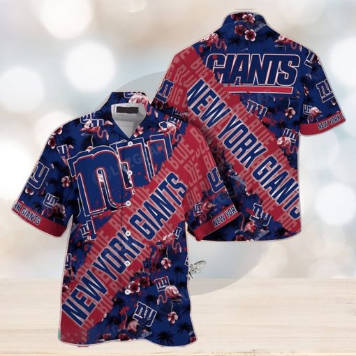 NFL New York Giants Hawaiian Shirt With Tropical Pattern Flamingo Printed For Fans