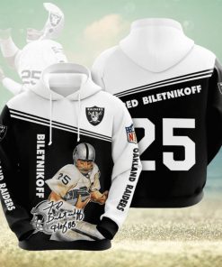 NFL Oakland Raiders Fred Biletnikoff Black White Pullover Hoodie