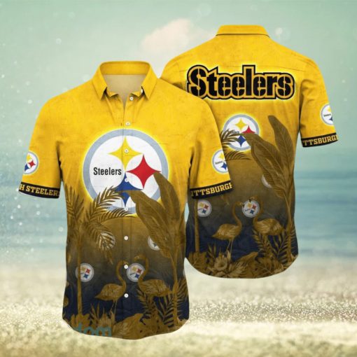 NFL Pittsburgh Steelers Hawaiian Shirt Flamingo And Flower Aloha Shirt