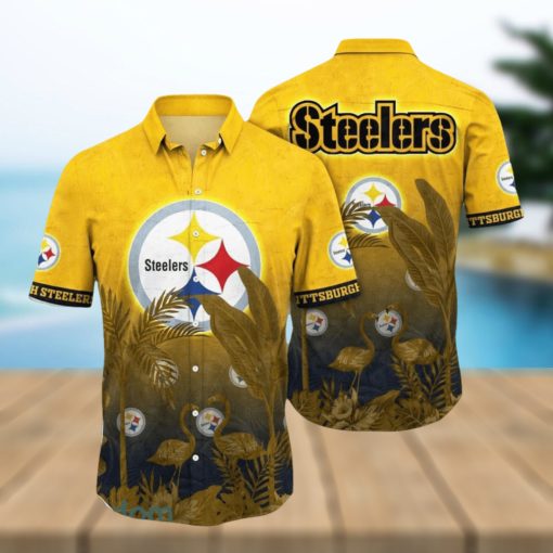 NFL Pittsburgh Steelers Hawaiian Shirt Flamingo And Flower Aloha Shirt