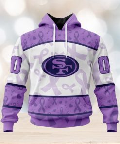 NFL San Francisco 49ers Custom Name Number Fight Cancer Pullover Hoodie