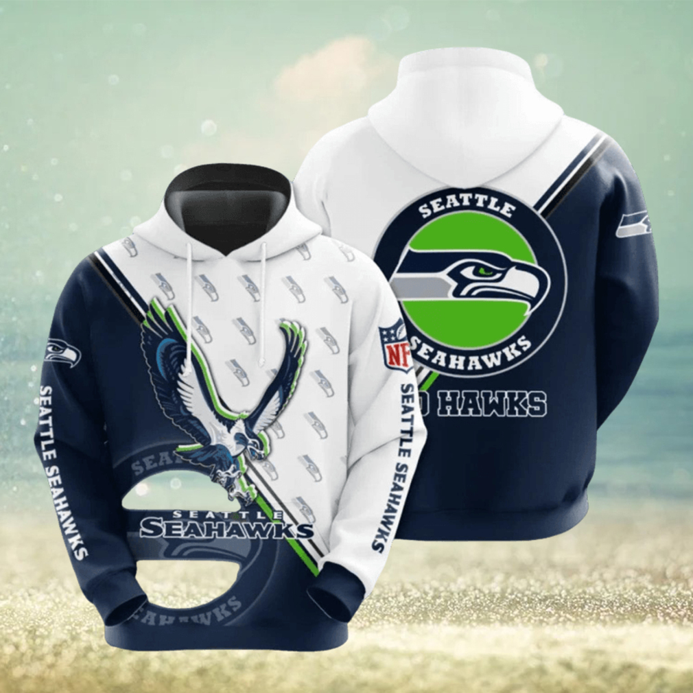 NFL Seattle Seahawks Big Seal Motifs White Hoodies Print Full NFL Seattle Seahawks Big Seal Motifs White Hoodies Print Full