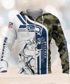 NFL Seattle Seahawks White Navy Camo Zip Up Hoodie