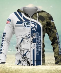 NFL Seattle Seahawks White Navy Camo Zip Up Hoodie