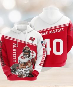 NFL Tampa Bay Buccaneers Mike Alstott Bay Red White Pullover Hoodie