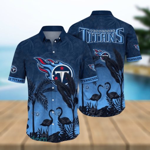 NFL Tennessee Titans Hawaiian Shirt Flamingo And Flower Aloha Shirt