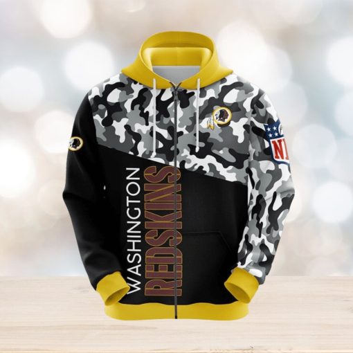 NFL Washington Redskins Camouflage Yellow 3D Hoodie Zip Hoodie For Men And Women Sport Gift