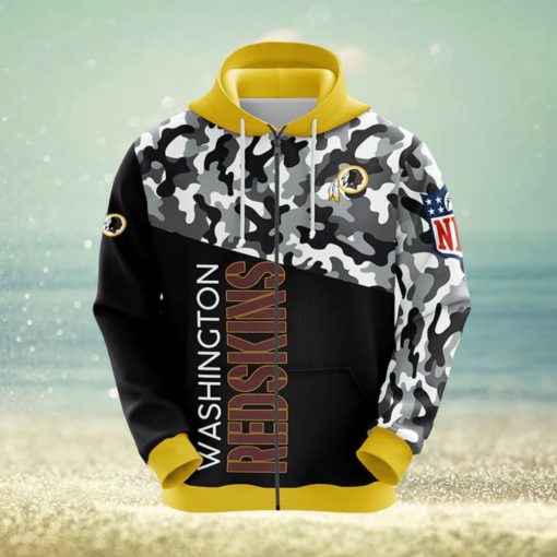 NFL Washington Redskins Camouflage Yellow 3D Hoodie Zip Hoodie For Men And Women Sport Gift