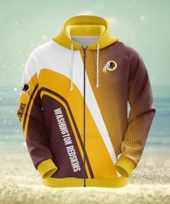 NFL Washington Redskins Yellow 3D Hoodie Zip Hoodie For Men And Women Sport Gift