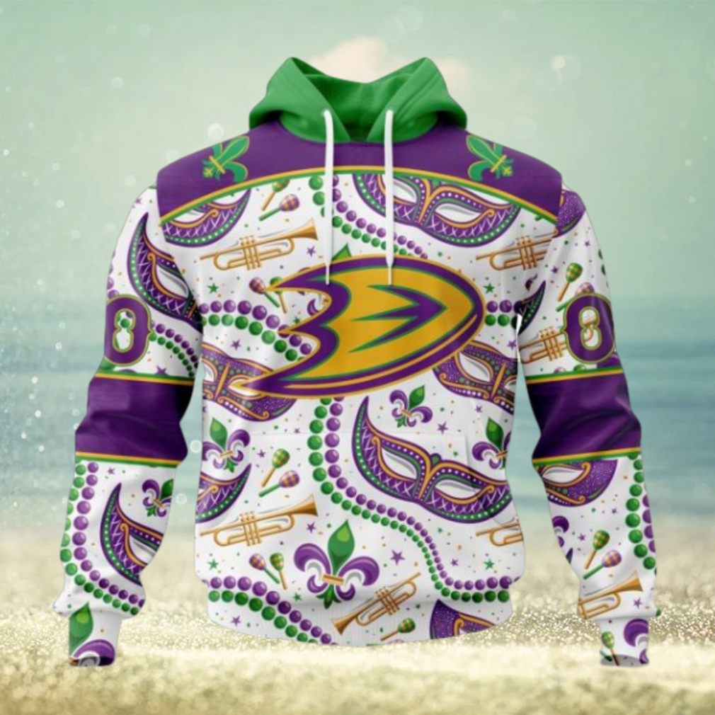 NHL Anaheim Ducks Special Mardi Gras Design Hoodie NHL Anaheim Ducks Special Mardi Gras Design Hoodie