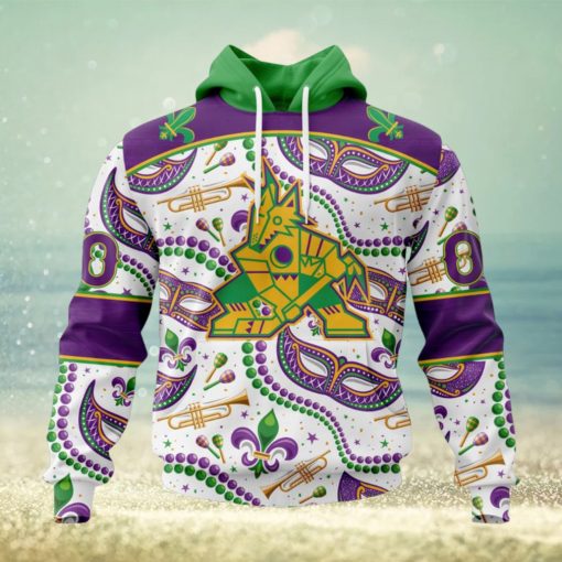 NHL Arizona Coyotes Special Mardi Gras Design Hoodie