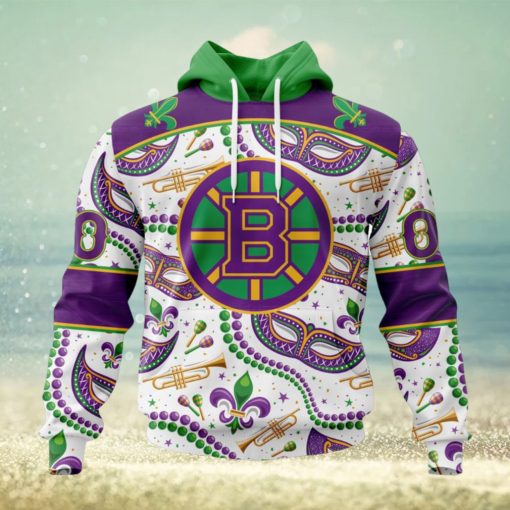NHL Boston Bruins Special Mardi Gras Design Hoodie