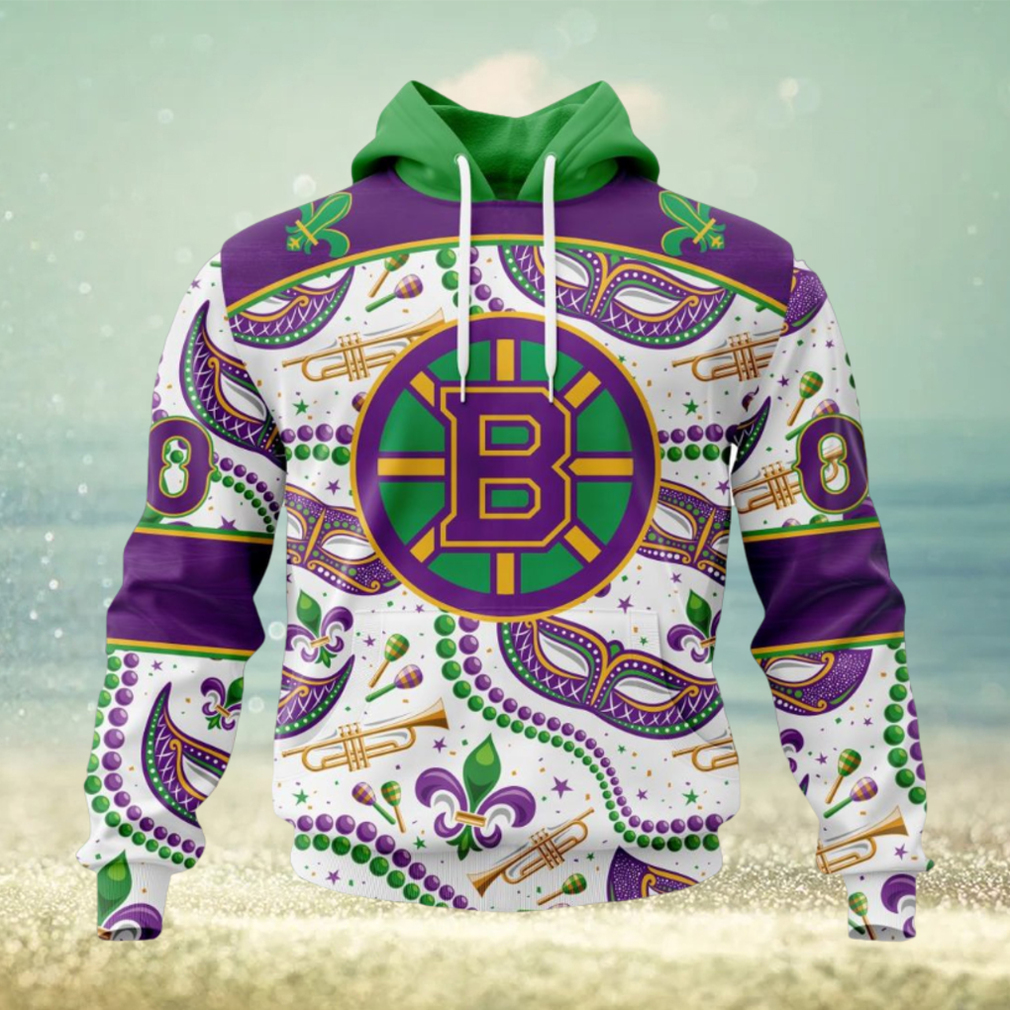 NHL Boston Bruins Special Mardi Gras Design Hoodie NHL Boston Bruins Special Mardi Gras Design Hoodie