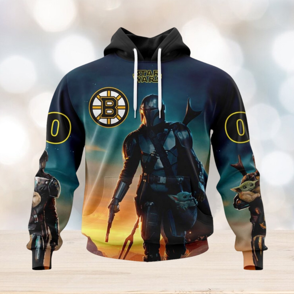 NHL Boston Bruins Special Star Wars The Mandalorian Design Hoodie NHL Boston Bruins Special Star Wars The Mandalorian Design Hoodie