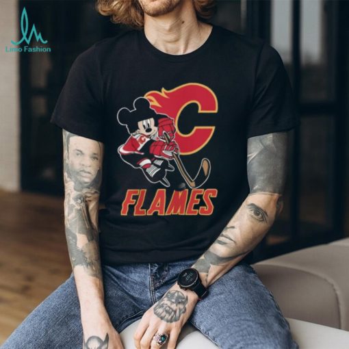 NHL Calgary Flames Mickey Mouse Disney Hockey T Shirt