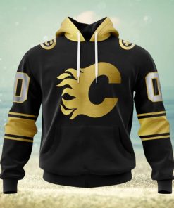 NHL Calgary Flames Special Black And Gold Design Hoodie