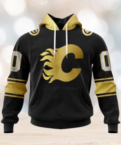 NHL Calgary Flames Special Black And Gold Design Hoodie
