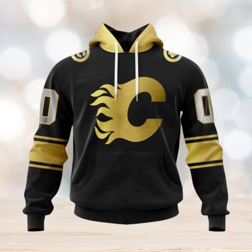NHL Calgary Flames Special Black And Gold Design Hoodie