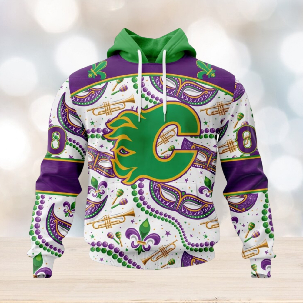NHL Calgary Flames Special Mardi Gras Design Hoodie NHL Calgary Flames Special Mardi Gras Design Hoodie