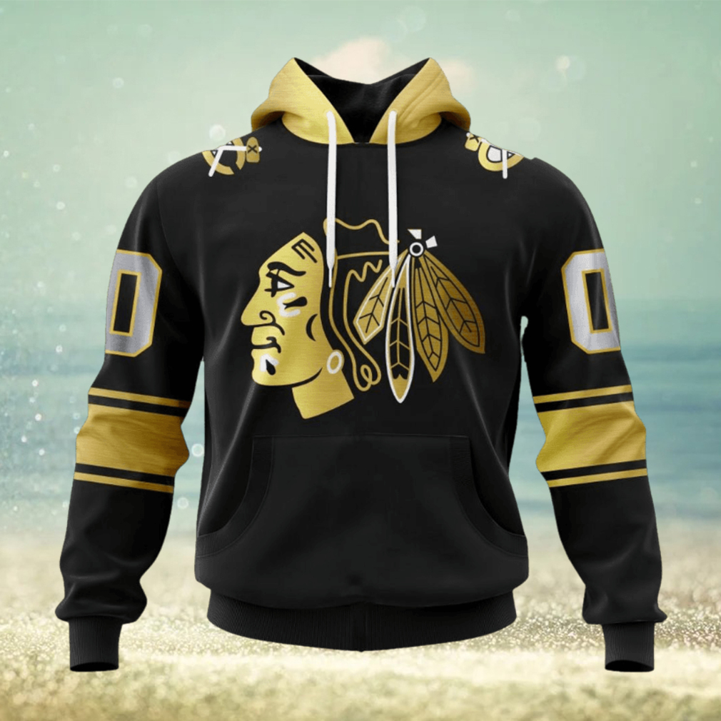 NHL Chicago Blackhawks Special Black And Gold Design Hoodie NHL Chicago Blackhawks Special Black And Gold Design Hoodie