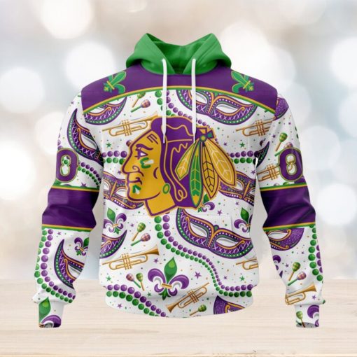 NHL Chicago Blackhawks Special Mardi Gras Design Hoodie