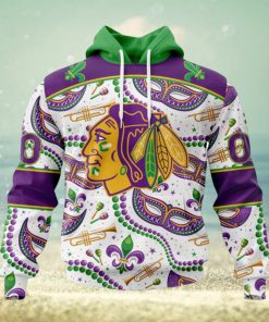 NHL Chicago Blackhawks Special Mardi Gras Design Hoodie