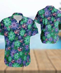 NHL Columbus Blue Jackets Logo Flower New Style Hawaiian Shirt