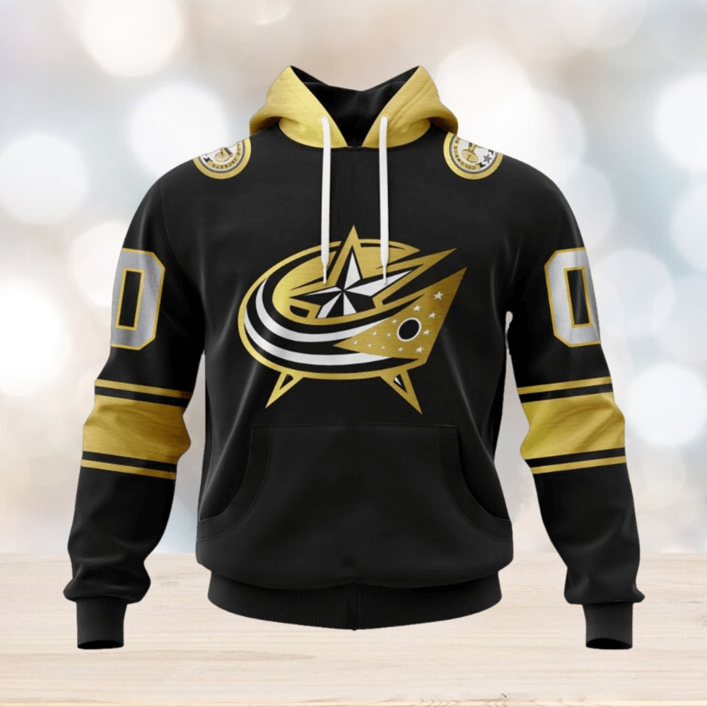 NHL Columbus Blue Jackets Special Black And Gold Design Hoodie NHL Columbus Blue Jackets Special Black And Gold Design Hoodie