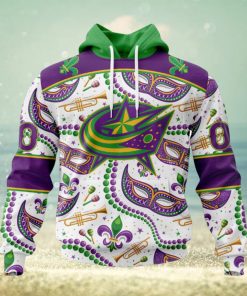 NHL Columbus Blue Jackets Special Mardi Gras Design Hoodie