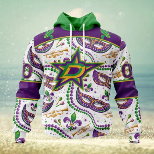 NHL Dallas Stars Special Mardi Gras Design Hoodie
