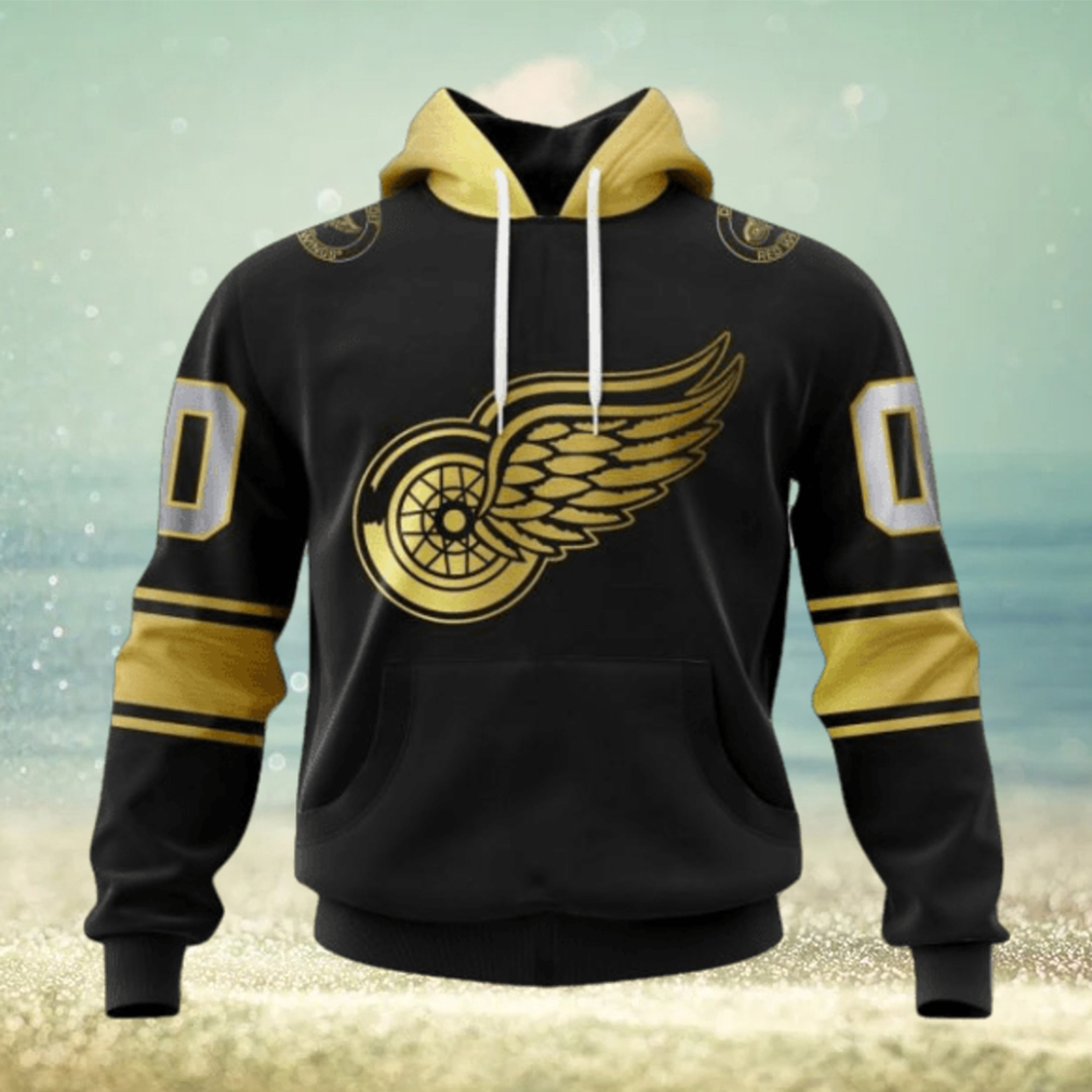 NHL Detroit Red Wings Special Black And Gold Design Hoodie NHL Detroit Red Wings Special Black And Gold Design Hoodie